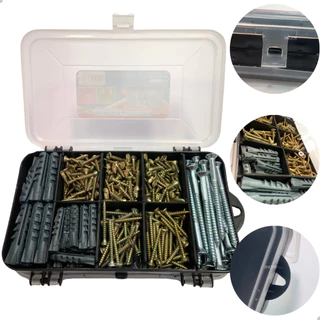 Kit 300 Parafusos E Buchas Chipboard Philips Madeira Estojo