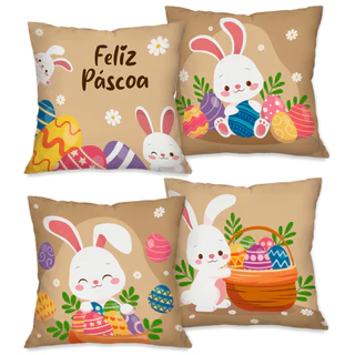 Coelho da Páscoa: Kit 04 Capas de Almofada Decorativas Páscoa 45x45 cm em Oferta na Shopee