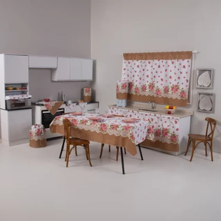 Jogo De Cozinha Completo 10 Peças Cortina De Pia Janela Toalha De Mesa casa decoração artesanato Envio Imediato