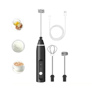 Mixer Misturador de Bebidas Elétrico 2 em 1 Portátil Com 3 Velocidades Ajustáveis Espuma Leite Clara de Ovo Recarregável