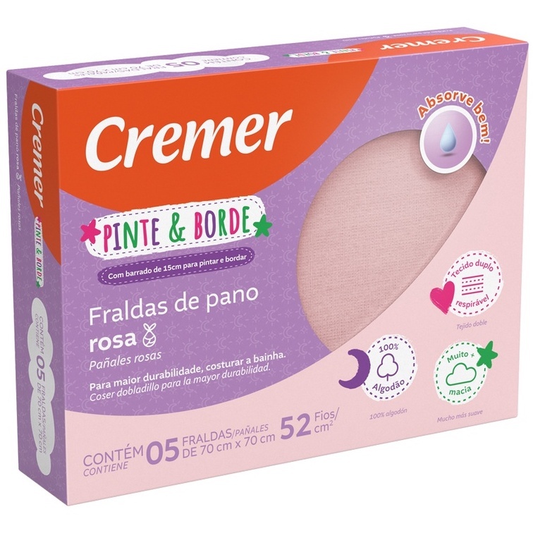 FRALDA DE PANO LUXO CREMER (CX PINTE E BORDE) | Shopee Brasil