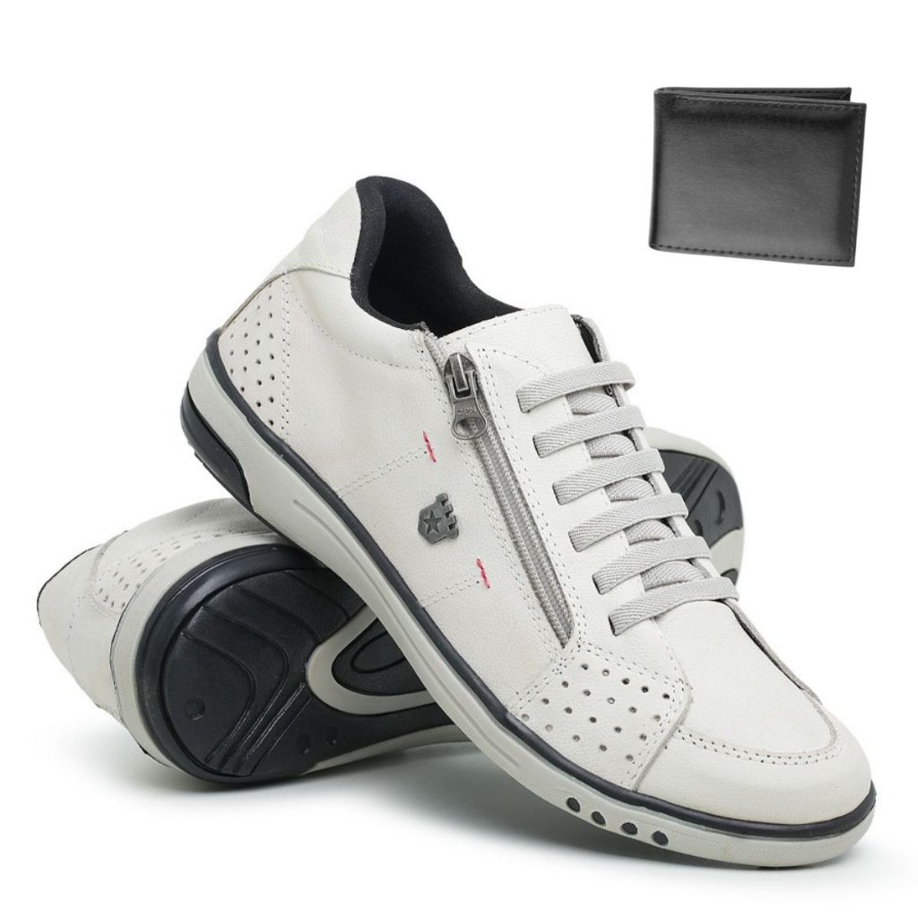 Sapatênis Sapato Casual Social Masculino em Couro + Carteira