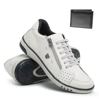 Sapatênis Sapato Casual Social Masculino em Couro + Carteira