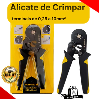 Alicate Crimpador Terminal tubular Ilhós de Crimpar Ferramenta Multifuncional para Eletricistas - Decapador de Fios, Conector de Fio e Cortador de Fio Profissional