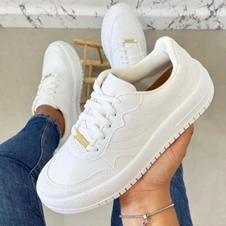 Tênis Vizzano Casual Branco Napa Feminino Plataforma Liso 1389.101 Original