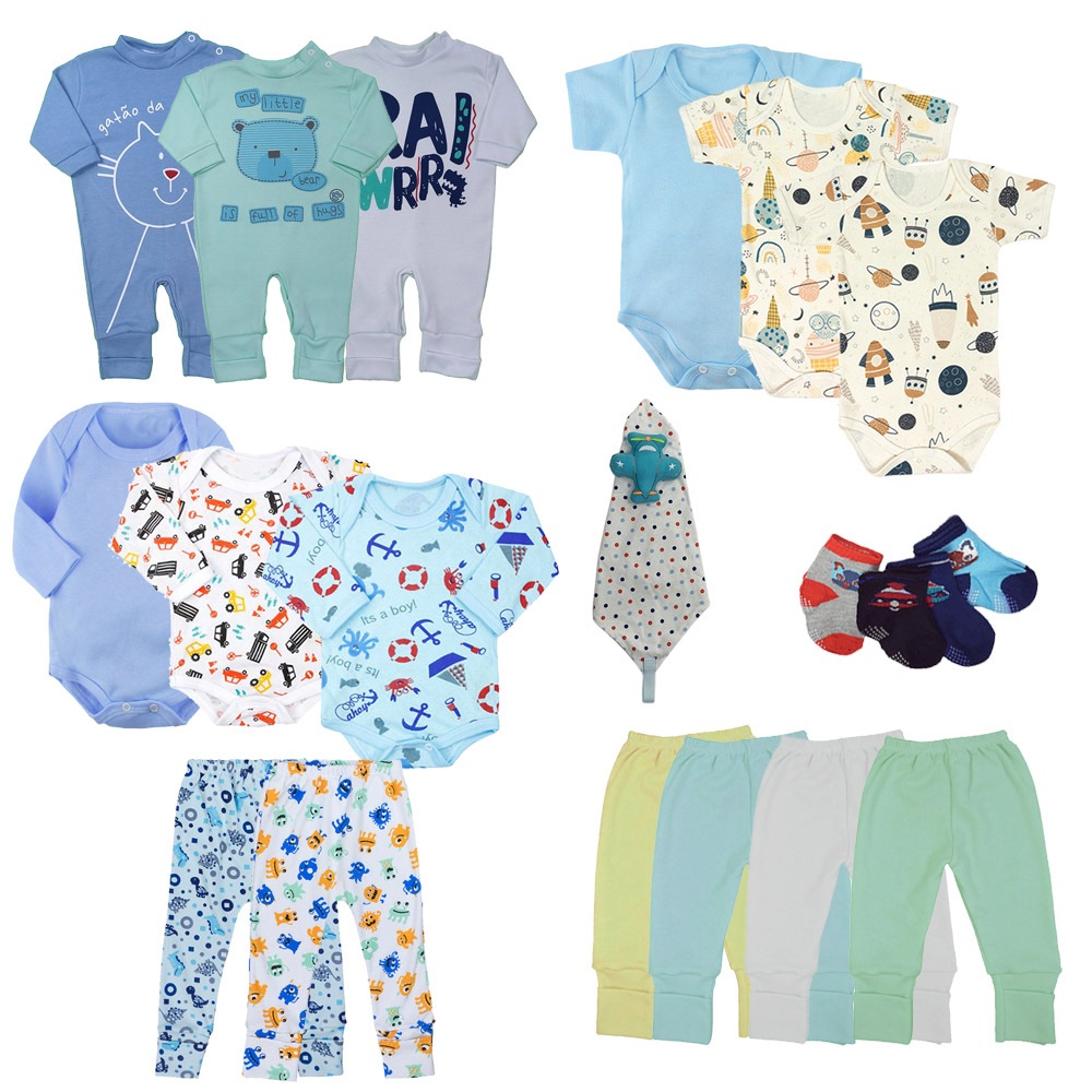Kit Enxoval Roupa De Bebê e Naninha Baby Menina Menino 20 Pçs | Shopee ...