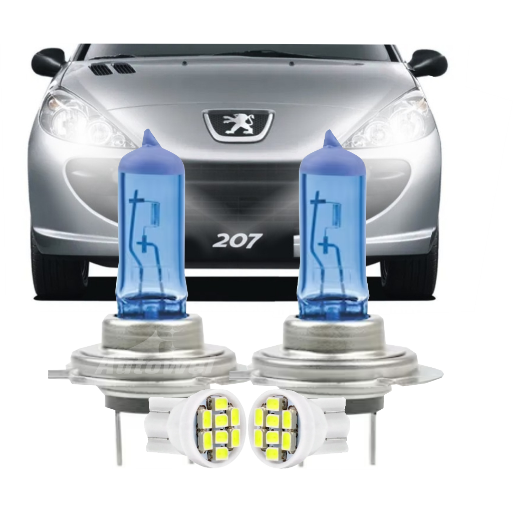Lâmpadas Super Branca 8500k Peugeot 206 207 208 307 308 Farol Baixo
