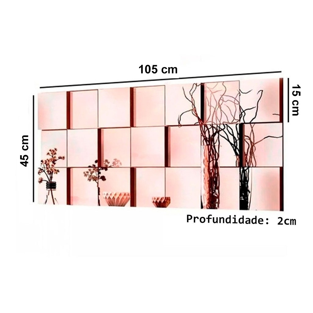 Espelho Decorativo 3D para Sala Liverpool 21 Peças Vidro 45x105cm - Detalhes do Painel Modular - Ricaly