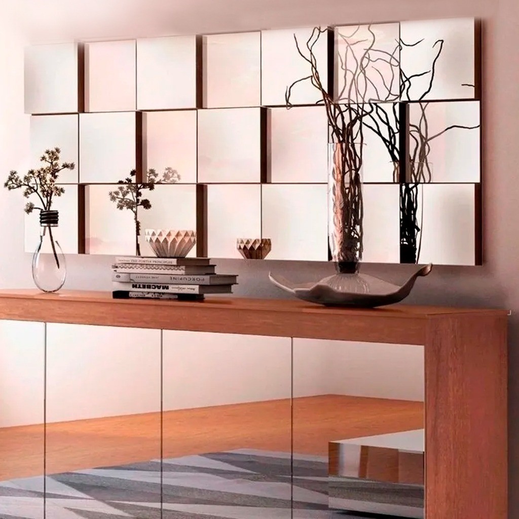 Espelho Decorativo 3D para Sala Liverpool 21 Peças Vidro 45x105cm - Elegância e Amplitude - Ricaly