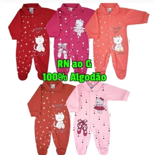 Kit Macacão Estampado 100% Algodão 3 peças Menino Menina
