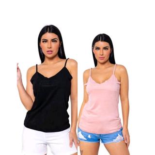 kit 2 regata suede alça ajustável feminina regatinha suede promoção linha premium