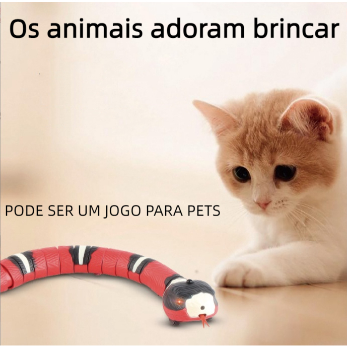 Cobra Elétrica Para Gatos Brinquedo Pet Sensor Inteligente Caça Interativos Animais De Estimação Recarregável Realista