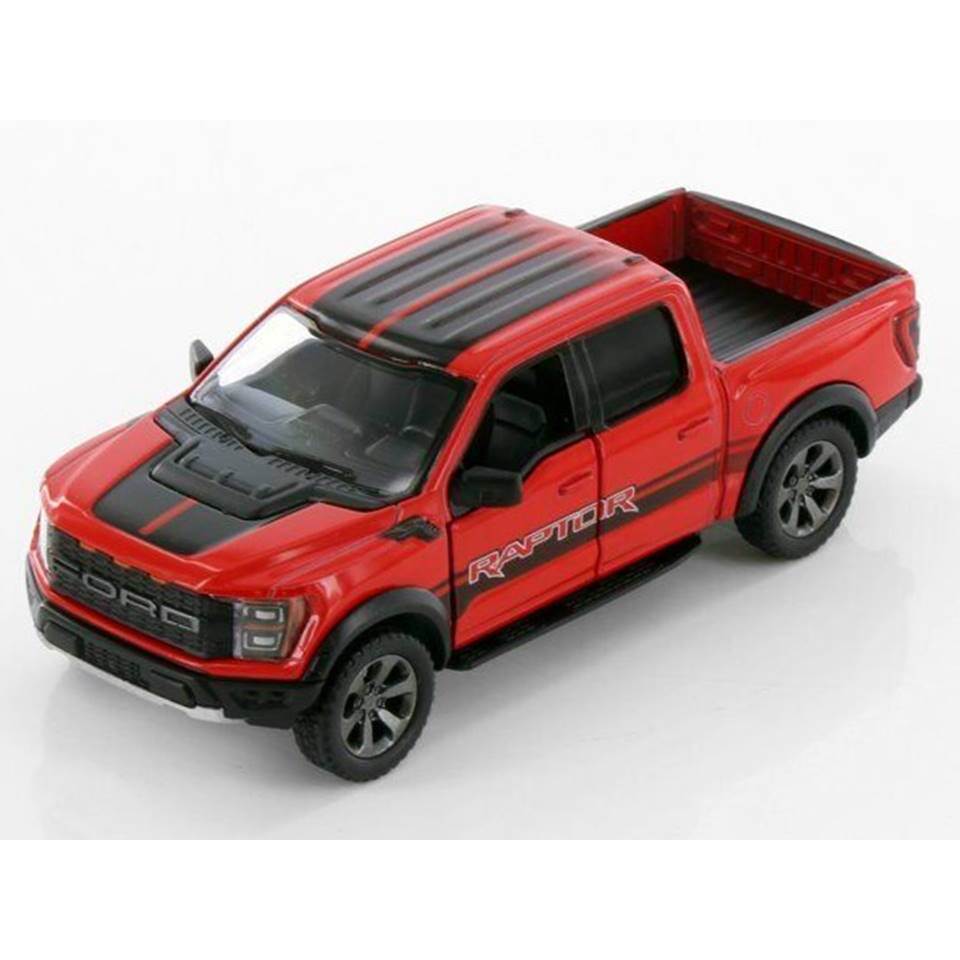 Miniatura Ford F-150 Raptor 2022 Livery Edition Kinsmart 1:46 Metal e Fricção Vermelho