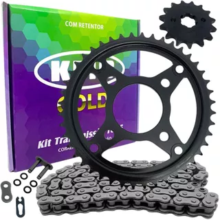 Kit Transmissão Titan 160 Start 160 Relação Com Retentor Kmc Gold Coroa Pinhão Corrente em Aço 1045