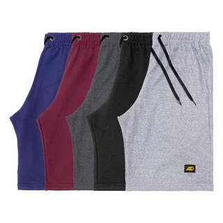 Kit 5 Bermudas de Moletom Masculino Básica Com Amarração Academia