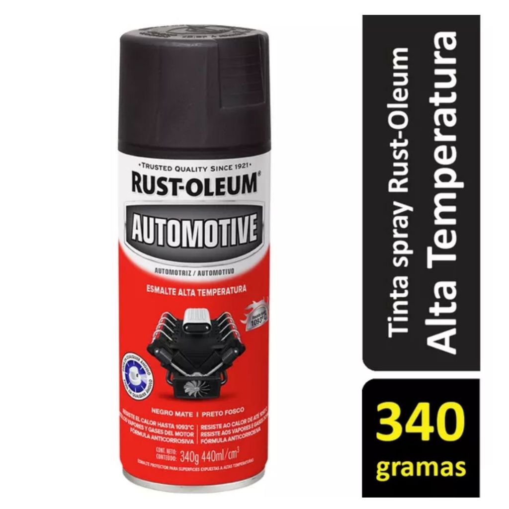 Rust Oleum Tinta Spray Automotiva De Alto Desempenho + Alta Temperatura 1093Graus ~ Preto Fosco ~
