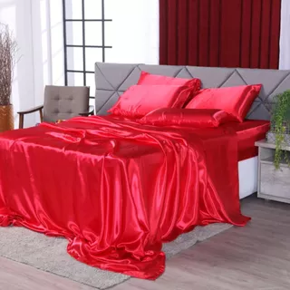 Jogo De Lençol De Cetim Charmousse 04 Peças Casal Padrão Brilho Na Promoção