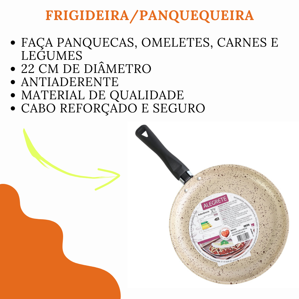 Frigideira panquequeira tapioca antiaderente Colore 22cm Bege