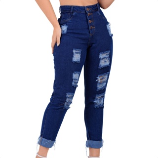 Calça Feminina Mom Jeans Cintura Alta Moda Blogueira