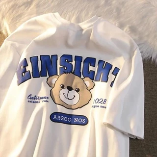 Camiseta oversized streetwear De Manga Curta Algodão Unissex Urso Fofo EXCLUSIVEDUBAI