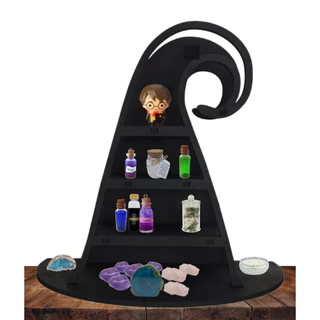 Prateleira Decorativa Chapéu de Bruxa 32x34cm em MDF 3mm (Cristais, Poções e Funkos não inclusos)