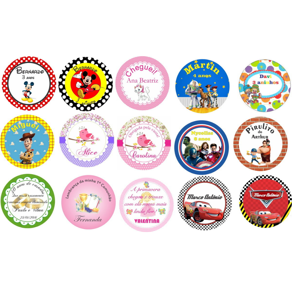 ADESIVOS PARA LATINHA 5X5CM PERSONALIZADOS( 60 UNIDADES) . ESCOLHA O ...