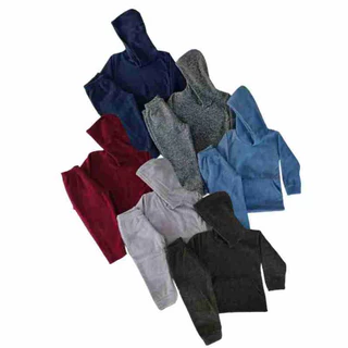 Kit 3 Conjunto Inverno Com Bolso e Capuz Soft/Mantinha Infantil Roupa De Frio Menino