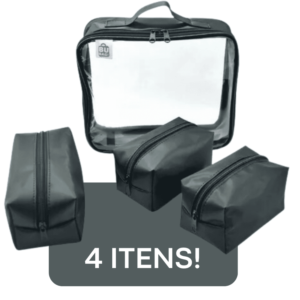 Kit Necessaire Organizador Mala Viagem Maquiagem Absorvente bubag - Preto