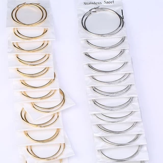 Cartelao com 12 Pares de Brincos de Argolas Dourado/Prata