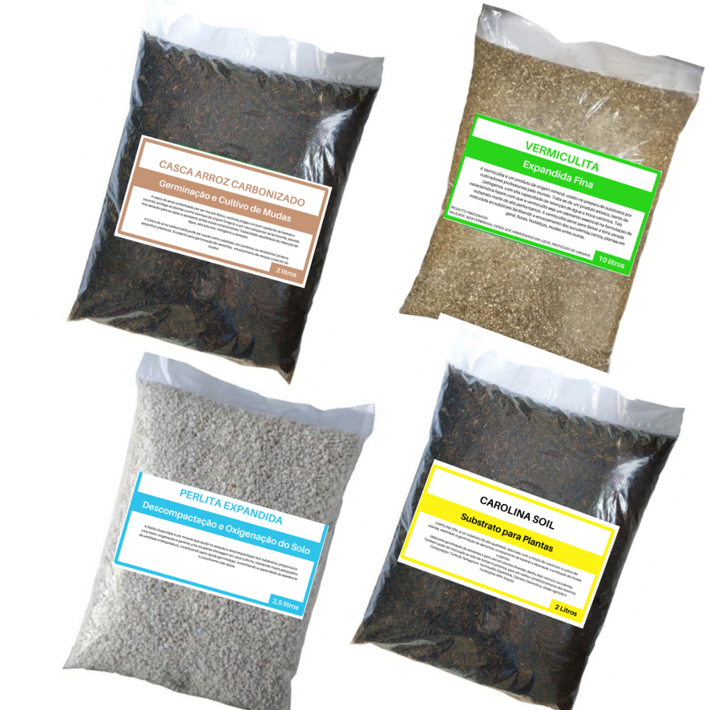 SUBSTRATO KIT COMPLETO PARA CULTIVO - Carolina Soil - Vermiculita - Perlita - Casca de Arroz