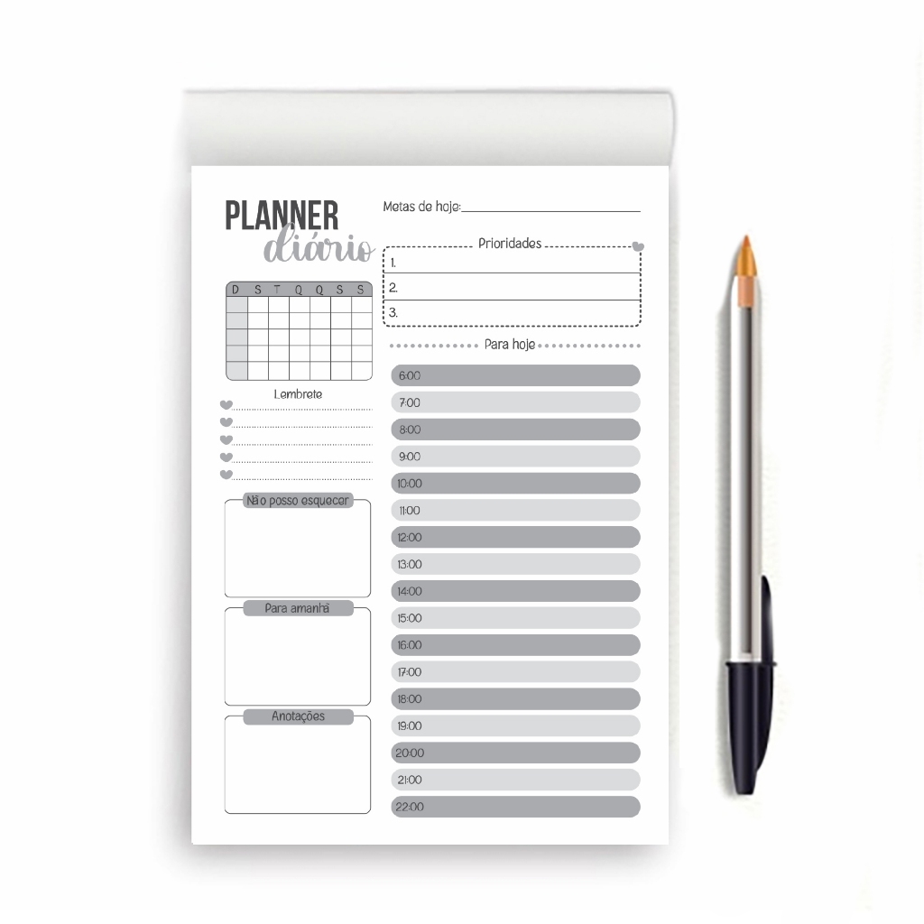 100 FOLHAS PLANNER DIARIO PERSONALIZADO A5 PRONTA ENTREGA BLOQUINHO ...