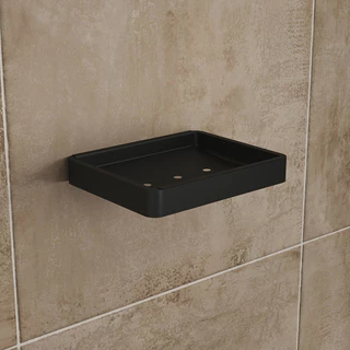 Saboneteira Dupla Fixação De Parede Preto Lavabo Banheiro Suporte Sabonete