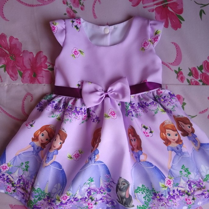 Vestido fashion para festa de 1 ano princesa sofia