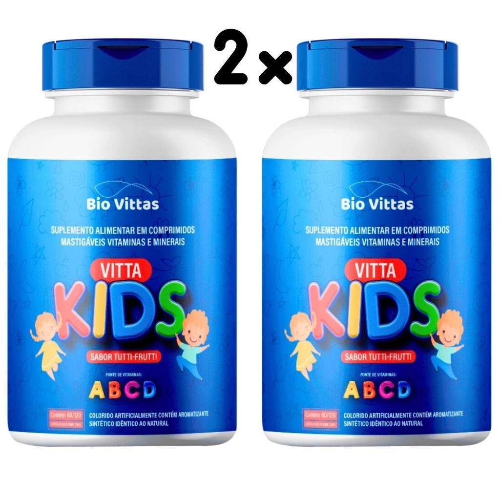 kit 120 Vitamina Infantil Completa Mastigável Sabor Tutti-Frutti 2 ...