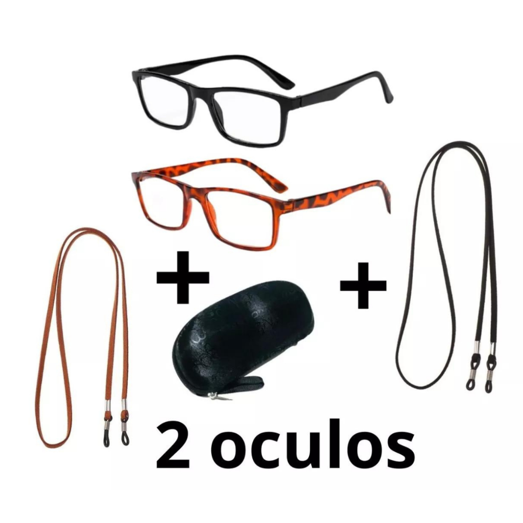 Kit 2 óculos grau unissex ,para leitura+1 caixa+2 cordao