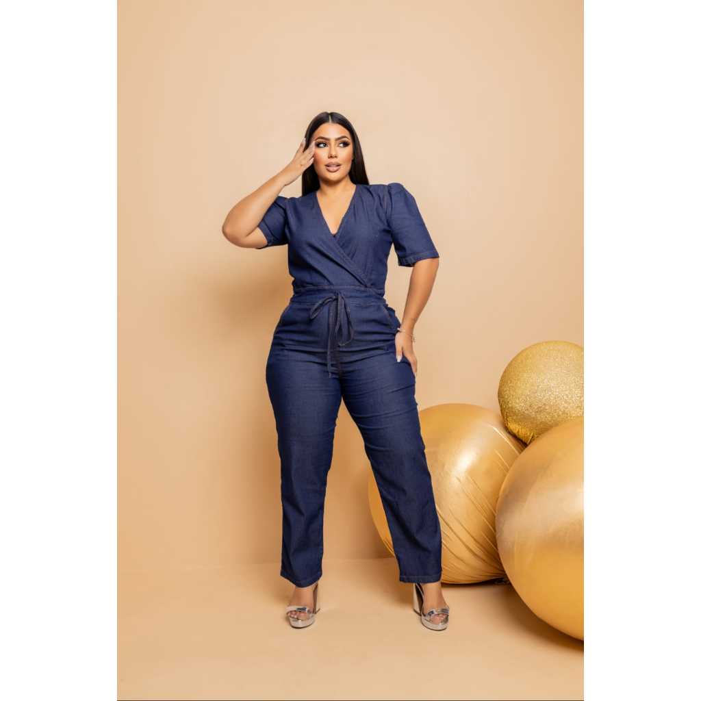 MACACÃO JEANS FEMININO PLUS SIZE COM LYCRA Cod. 318