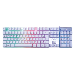 Teclado Gamer Prismatic Membrana Led OEX Game TC205 Branco