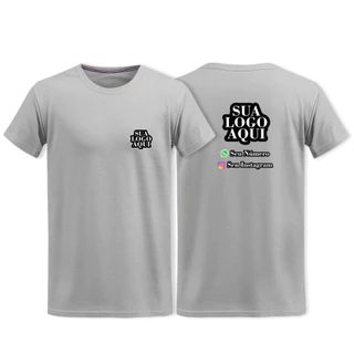KIT 10 Camiseta Personalizada Sua Logo / Arte Aqui Frente e Verso 100% Algodão Manga Curta Silk DTF
