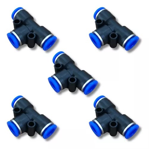 Kit 5 União Pneumática Em T 8mm