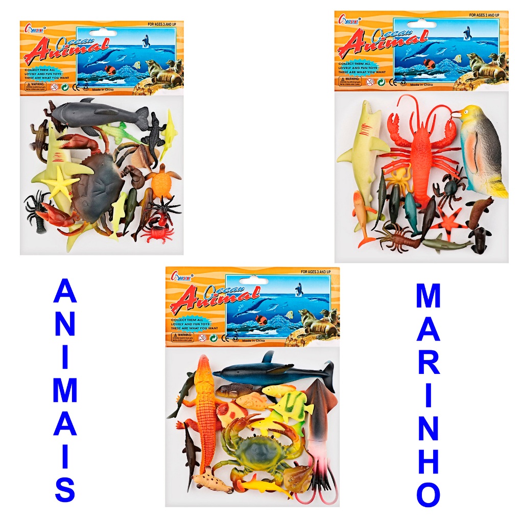 KIT DE ANIMAIS MARINHO - 1 KIT 3 MODELOS - HM TOYS - 2310 | Shopee