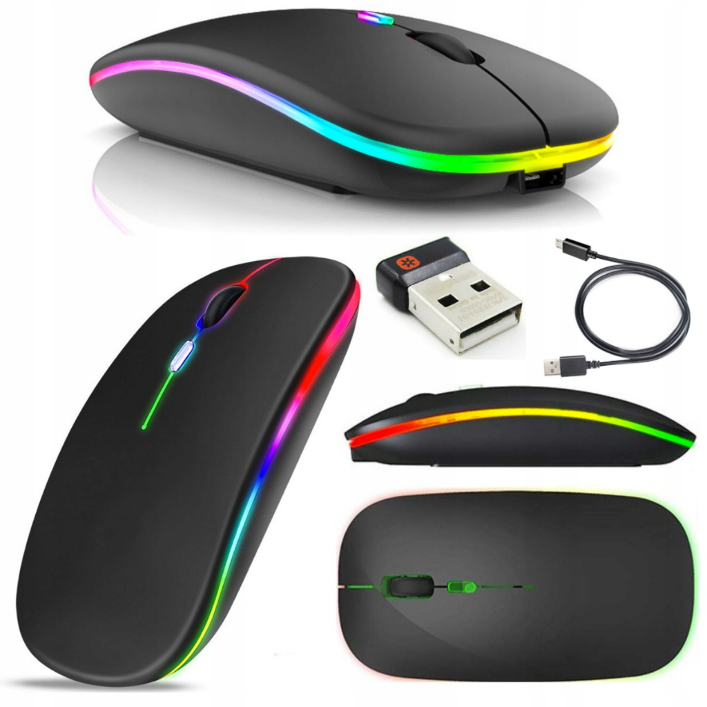 Mouse Sem Fio Recarregável Wireless Led Rgb Ergonômico Com Bateria ...