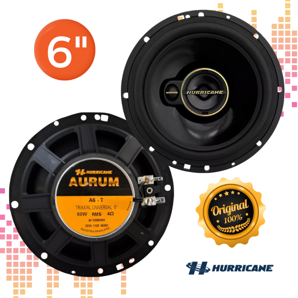 Par Alto Falante Hurricane Aurum A6T 6 Polegadas 120W 04 Ohms Triaxial ...