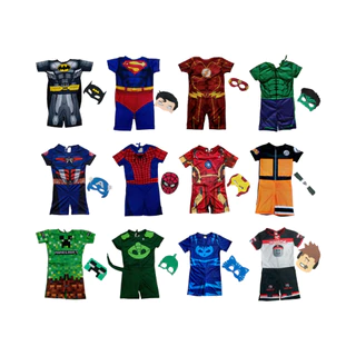 Fantasia Infantil Heróis Menino com Máscara Homem Aranha, Hulk, Batman, Flash, Sonic, Pantera Negra, Largatixo, Homem de Ferro, Menino Gato, Super Homem, Capitão América