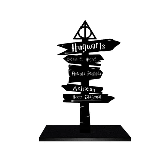 Placa Indicativa Totem Harry Potter 16x9cm em MDF 3mm com Base de 6mm