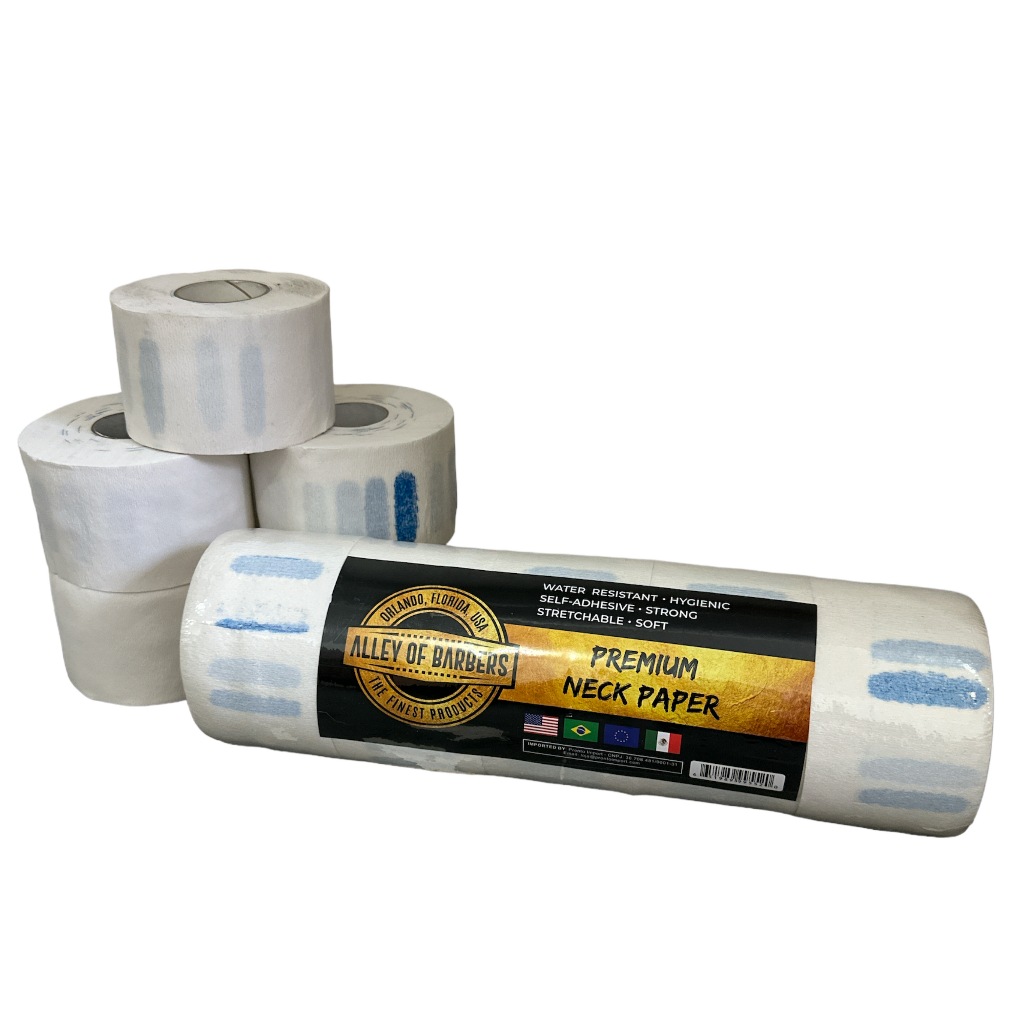 Gola Higiênica - Pct Com 5 Rolos 500 Un. Alley Of Barbers - Pronta Entrega - Neck Paper Premium