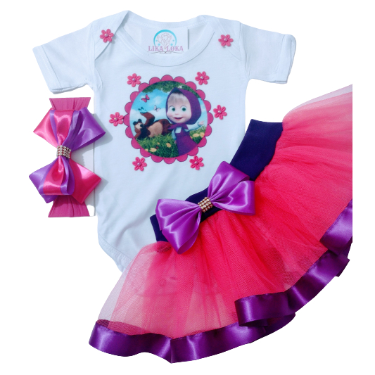 ROUPA MESVERSÁRIO MASHA E O URSO FESTA TEMÁTICA CONJUNTO FANTASIA ...