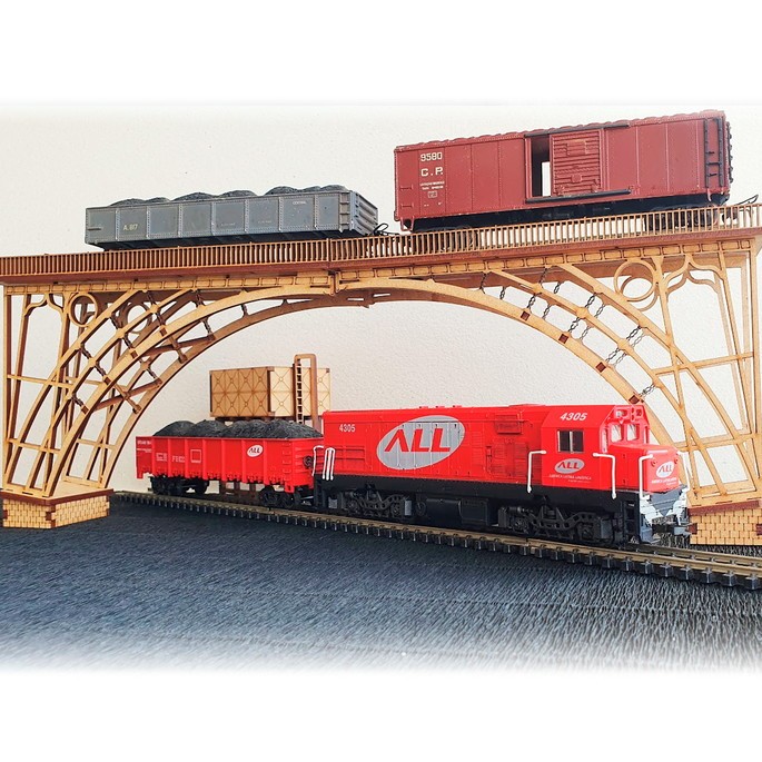 Ponte Metálica em Arco- Ho 1:87 / Maquetes mdf p/ Pintura Ferrovia Ferromodelismo Decoração Mdf