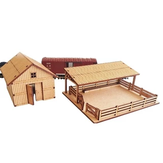 Fazendinha Maquete Curral e Celeiro Modelismo Ho 1/87 ou DOBRO H0 1/43 Ferrovia Ferreomodelismo Decoração Mdf (LEIA A DESCRIÇÃO)