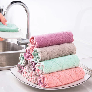 10 pcs Pano Absorvente Anti Óleo Para Cozinha / Toalha De Limpeza De Veludo Cozinha / Toalha De Mesa / Pano De Microfibra