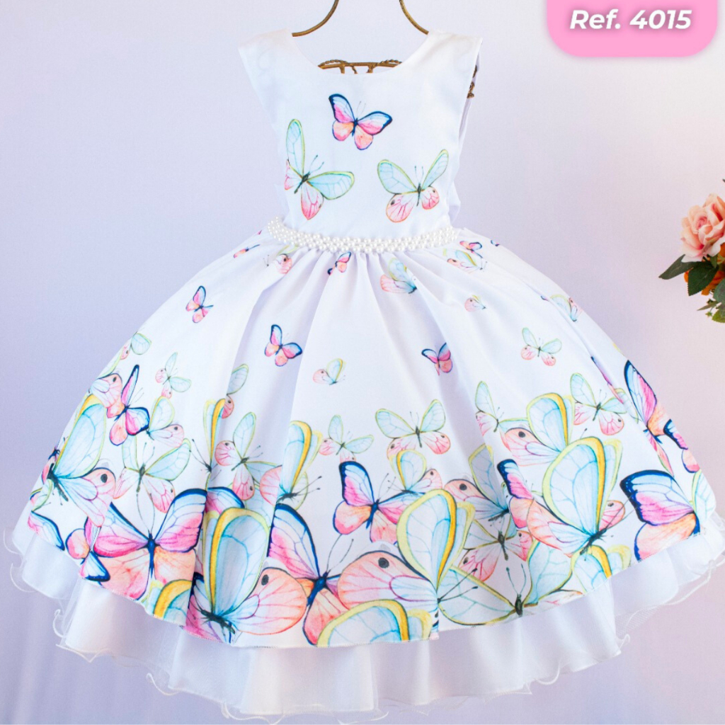 Vestido Infantil Festa Jardim Encantado Luxo Aniversário Casamento Batizado